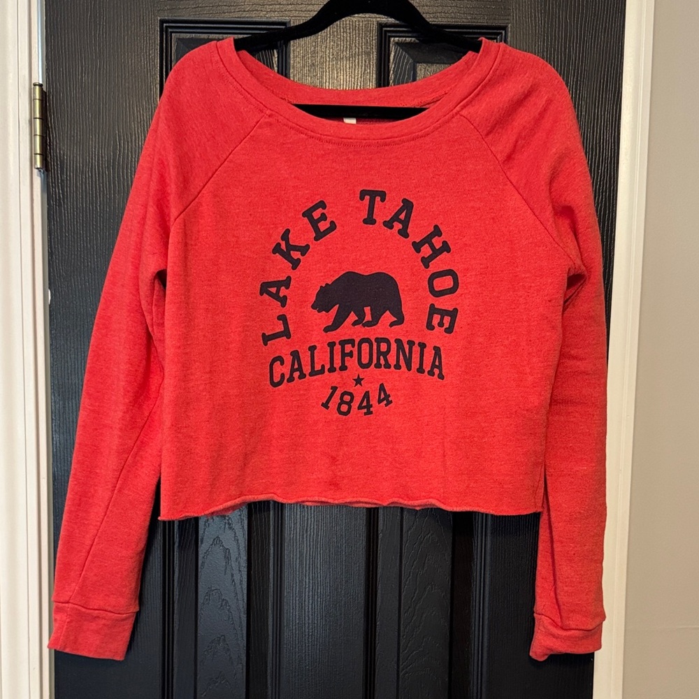 Red Lake Tahoe California Crop Sweatshirt